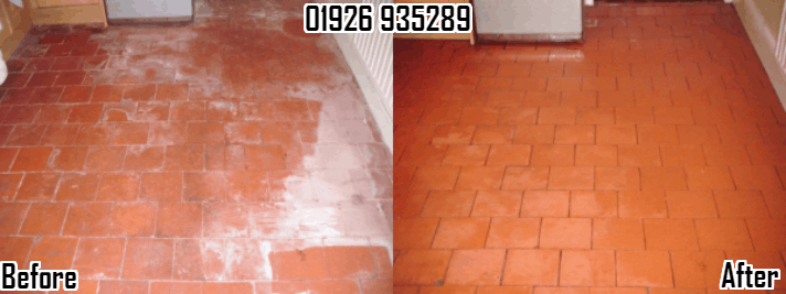 Quarry Tile Cleaning, Effloressence removal, sealing in Leamington Sp & Warwickshire 01926 935289