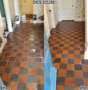 Quarry tile cleaning & sealing in Leamington Spa, Warwickshire 01926 935289