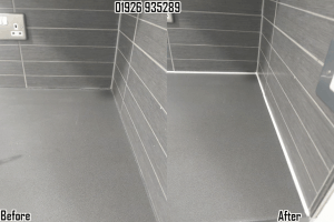 Silicone replacement, grout re-colouring & tile cleaning in Offchurch, Leamington Spa & Warwickshire 01926 935289