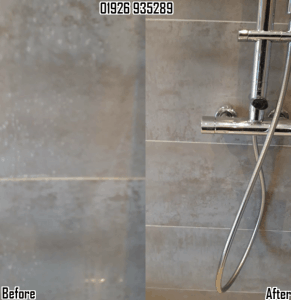 Marble shower cubicle cleaning, restoration and polishing in Old Milverton, Leamington Spa and Warwickshire 01926 935289
